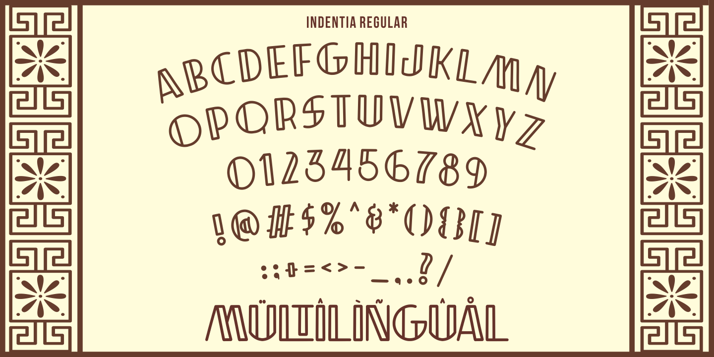 Beispiel einer Indentia Regular-Schriftart